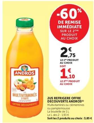 Jus réfrigéré offre découverte Andros