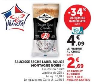 Saucisse Seche Label Rouge Montagne Noire