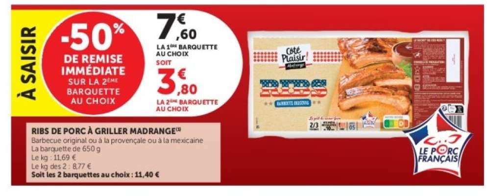 Ribs de porc à griller Madrange