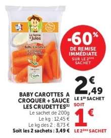 Baby carottes à croquer + sauce Les Crudettes