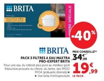 Pack 3 filtres à eau Maxtra Pro-Expert Brita
