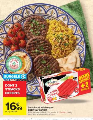 Steak haché Halal surgelé ORIENTAL VIANDES