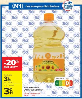 HUILE DE TOURNESOL CARREFOUR CLASSIC