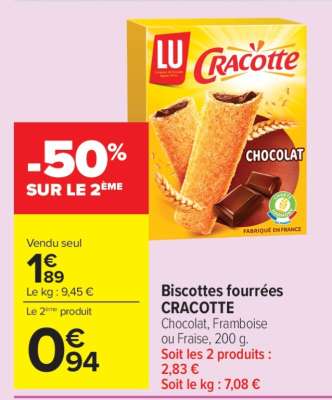 Biscottes fourrées CRACOTTE