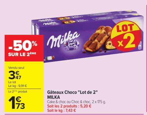 Gâteaux Choco "Lot de 2" MILKA