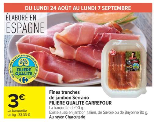 Fines tranches de jambon Serrano