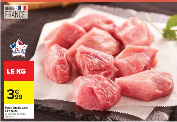 Porc : épaule sans os à sauter