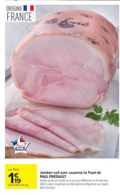 Jambon cuit avec couenne Le Foué de PAUL PREDAULT