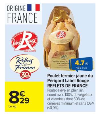 Poulet fermier jaune du Périgord Label Rouge REFLETS DE FRANCE