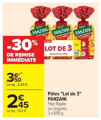 Pâtes «Lot de 3» PANZANI