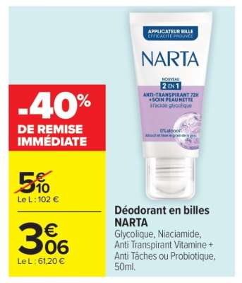 Déodorant en billes NARTA