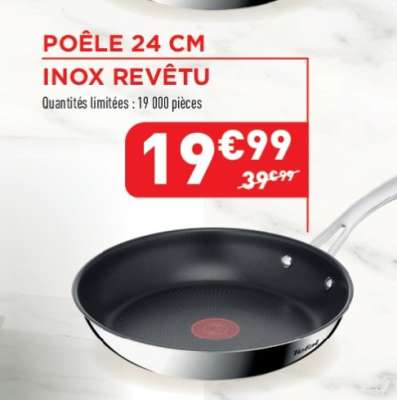 POÊLE 24 CM INOX REVÊTU