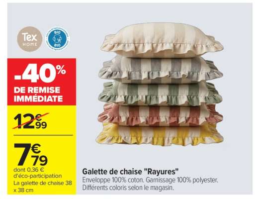 Galette de chaise "Rayures"
