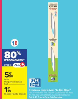 3 rouleaux couvre-livres "Le Bon Élève"