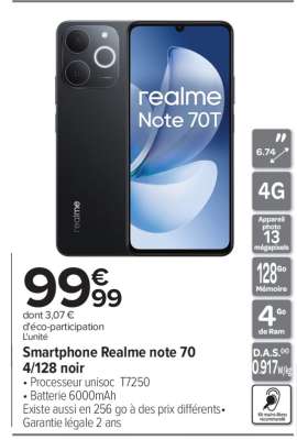 Smartphone Realme Note 70 4/128 noir