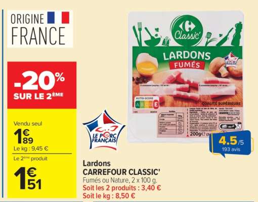 Lardons Carrefour Classic