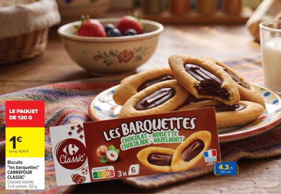 Biscuits Les Barquettes CARREFOUR CLASSIC'