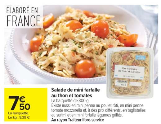 Salade de mini farfalle au thon et tomates