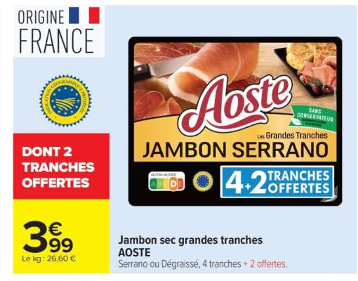 Jambon sec grandes tranches AOSTE