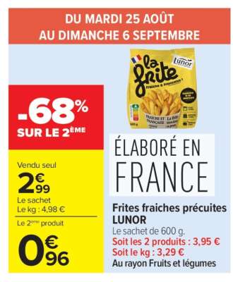 Frites fraîches précuites LUNOR