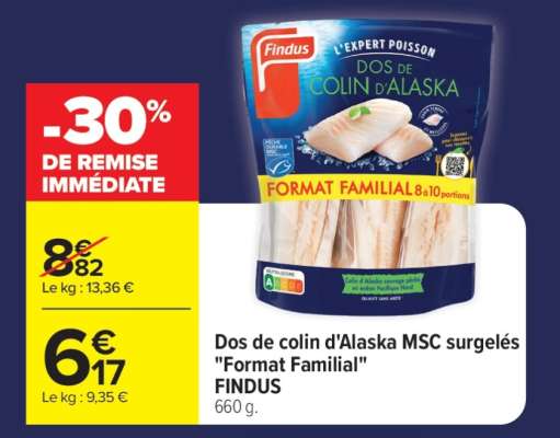 Dos de colin d'Alaska MSC surgelés "Format Familial"