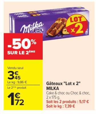 Gâteaux 'Lot x 2' MILKA
