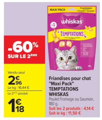 Friandises pour chat maxi pack TEMPTATIONS WHISKAS