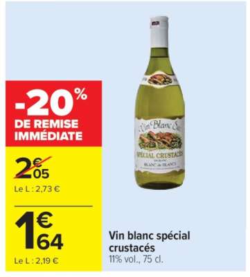 Vin blanc spécial crustacés
