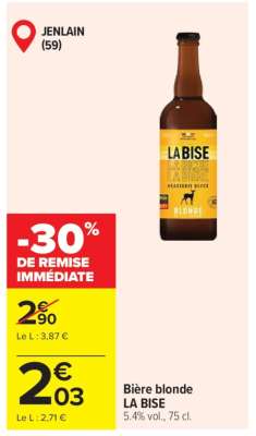 Bière Blonde La Bise