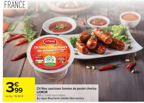 Ch'tites saucisses fumées de poulet chorizo