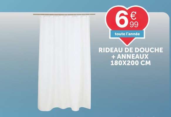 Rideau de douche + anneaux