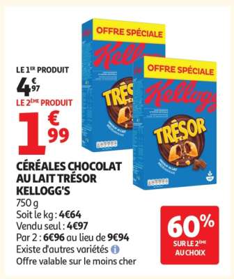 CÉRÉALES CHOCOLAT AU LAIT TRÉSOR KELLOGG'S
