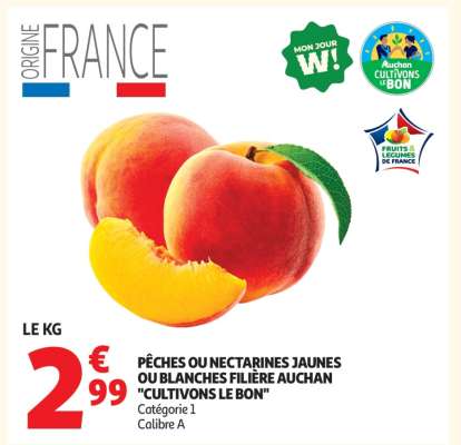 Pêches Ou Nectarines Jaunes Ou Blanches Filière Auchan "Cultivons Le Bon"