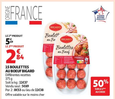 15 BOULETTES AU BŒUF BIGARD