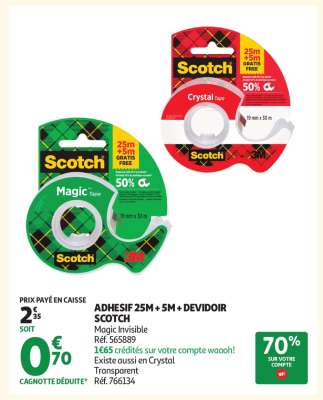 ADHESIF 25M + 5M + DEVIDOIR SCOTCH