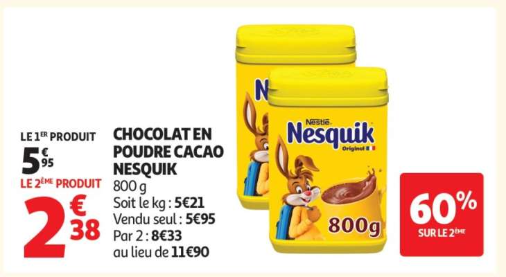 Chocolat en poudre cacao Nesquik