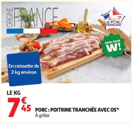 Porc : Poitrine Tranchée Avec Os