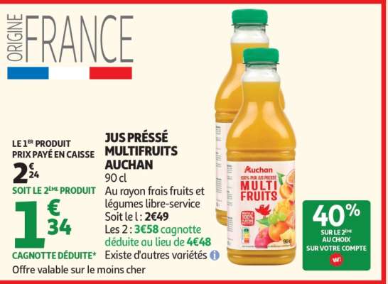 Jus Pressé Multifruits Auchan