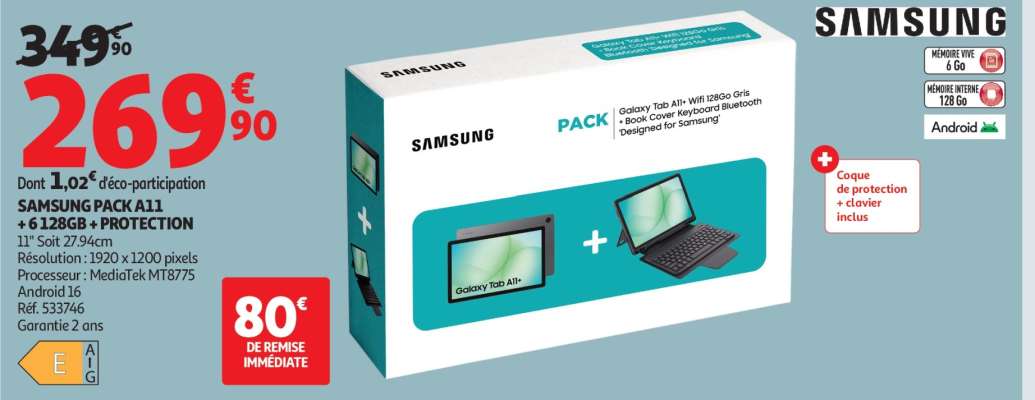SAMSUNG PACK A11 + 128GB + PROTECTION