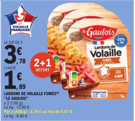 Lardons de Volaille Fumés Le Gaulois