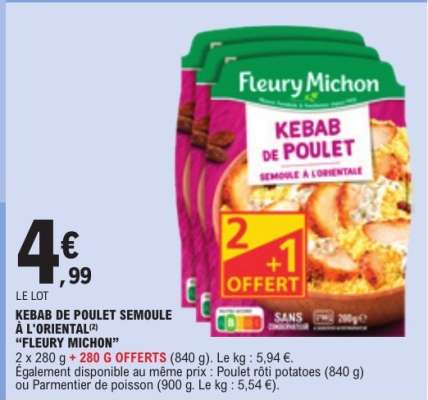 Kebab de Poulet Semoule à l'Oriental "Fleury Michon"