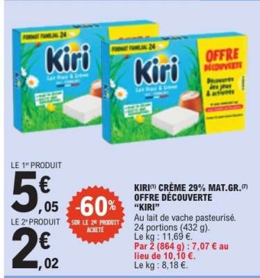 KIRI(1) CRÈME 29% MAT.GR.(7) OFFRE DÉCOUVERTE “KIRI”