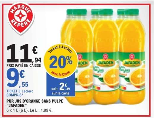 PUR JUS D'ORANGE SANS PULPE “JAFADEN”