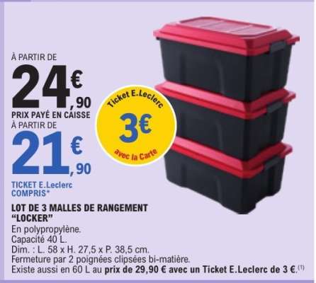 LOT DE 3 MALLES DE RANGEMENT "LOCKER"