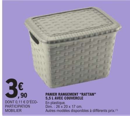 PANIER RANGEMENT “RATTAN” 5,5 L AVEC COUVERCLE