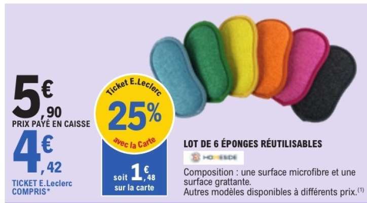 LOT DE 6 EPONGES REUTILISABLES