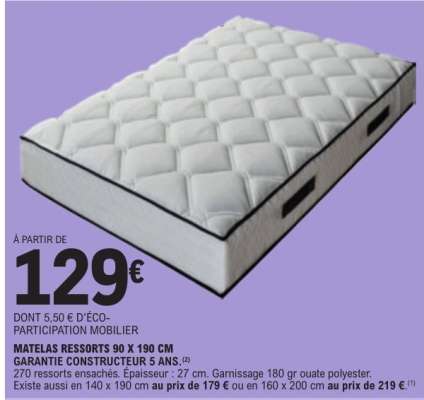 MATELAS RESSORTS 90 X 190 CM