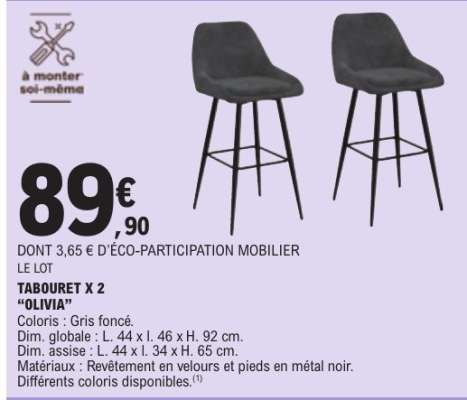 TABOURET X 2 “OLIVIA”