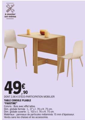 TABLE CONSOLE PLIABLE 'FAUSTINE'