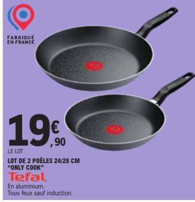 LOT DE 2 POÊLES 24/28 CM "ONLY COOK"